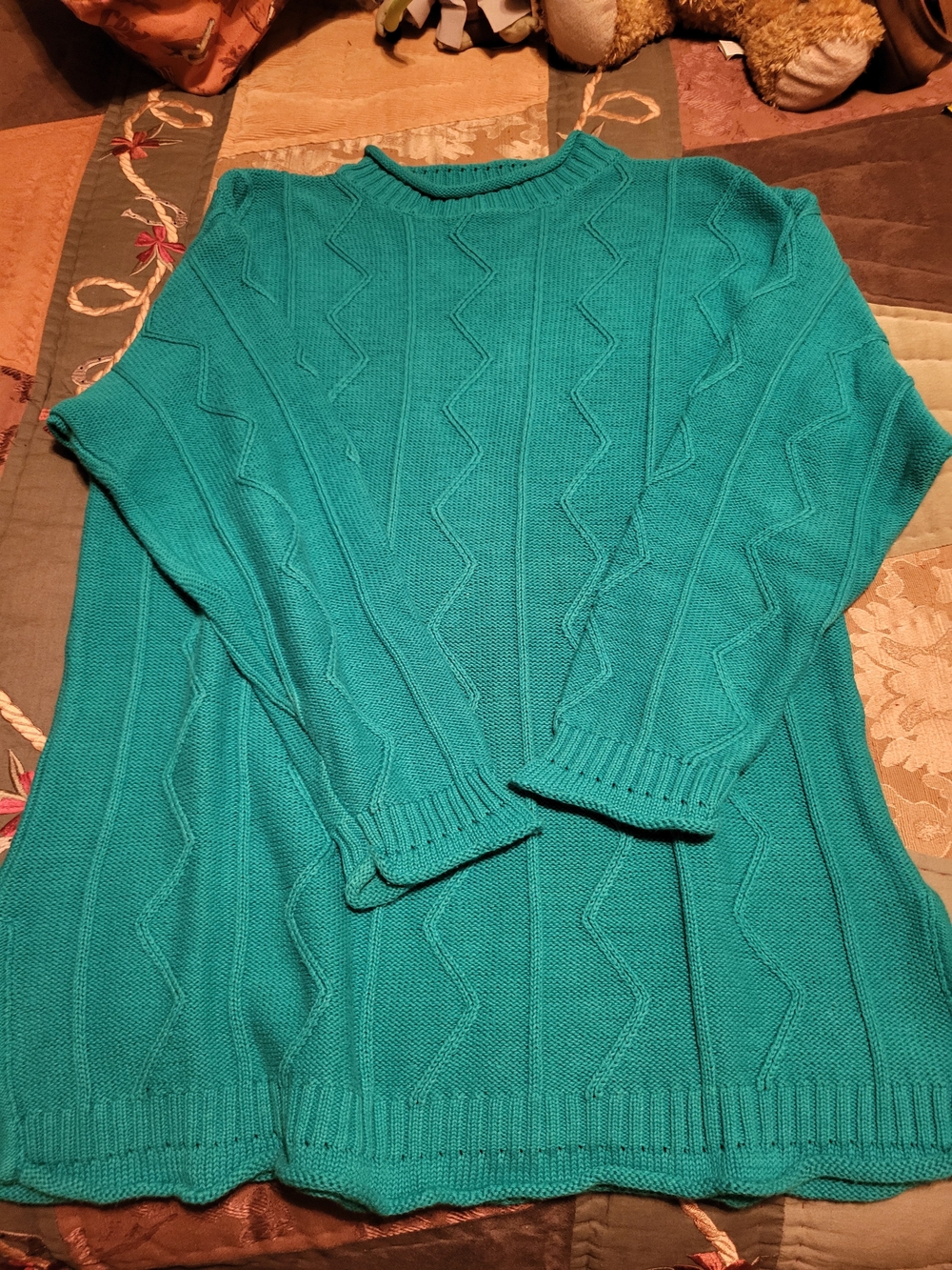 Classic Teal Cable-Knit Women's Sweater
